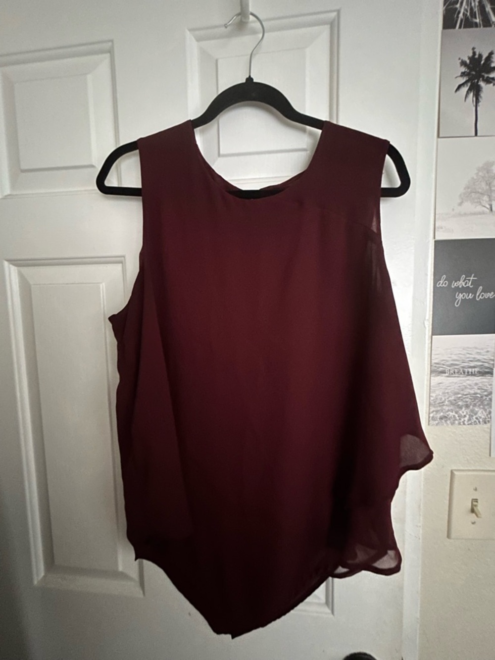 Burgundy Sleeveless Chiffon Top